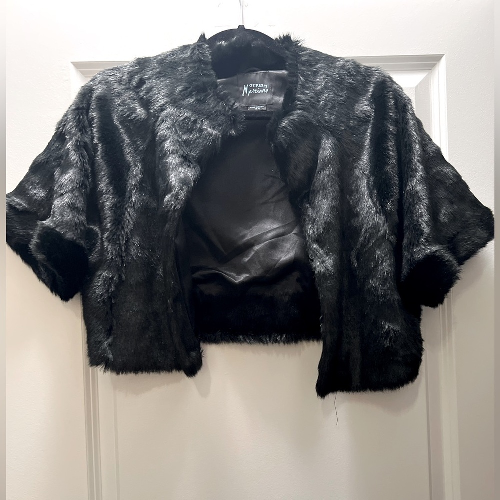 Marciano Black faux fur crop jacket